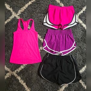 Lot Of 4 Activewear Items: 1 Tank Top & 3 Pairs Of Running Shorts Size XS